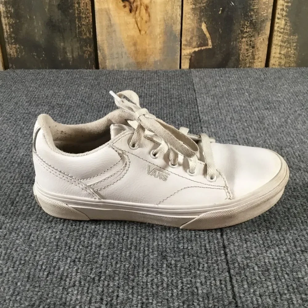 Vans white leather sneakers kids/youth size 2